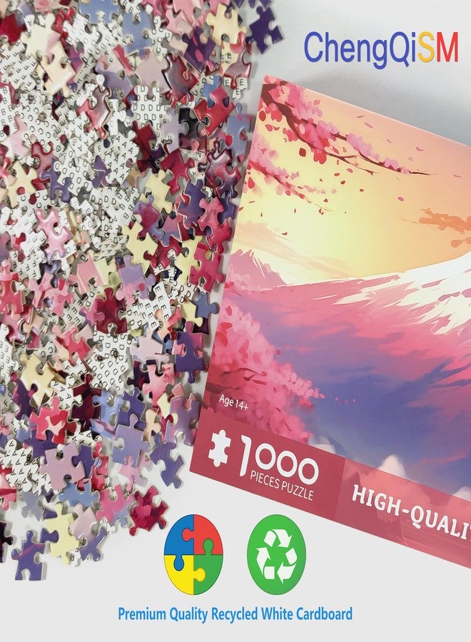 CHengQiSM 1000 Piece Puzzle for Adults Iceberg Sakura Jigsaw Puzzles 1000 Pieces Cherry Blossom Puzzles for Adults 1000 Pieces Mount Fuji Oil Painting Pieces Jigsaw Puzzles for Teens Seniors Brain Teaser - Image 4
